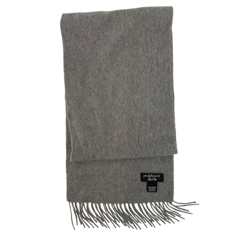 Peck‎ & Peck Luxury 100% Cashmere Scarf Heather Gray Fringed Scarf Americana